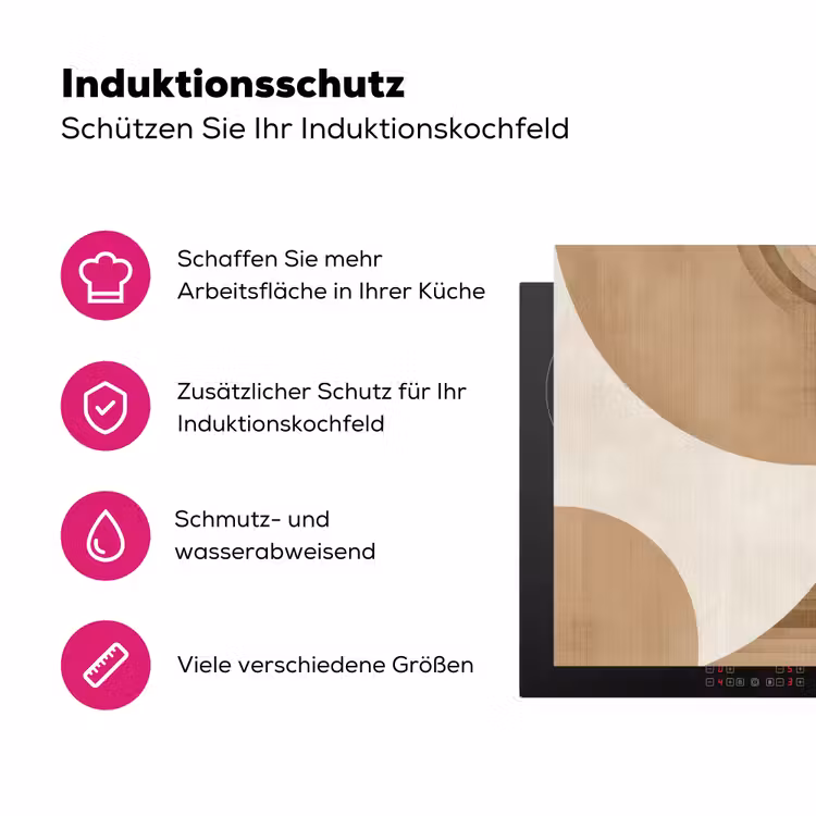 Retro - Geometrische lagen - Aardetinten Inductie beschermer vinyl 3mm klein -zzzzzzz-lf-ups