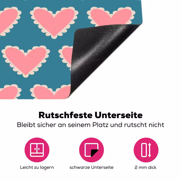Retro - Hartjes - Patroon Inductie beschermer vinyl 3mm klein 276 -zzzzzzz-lf-onderkant