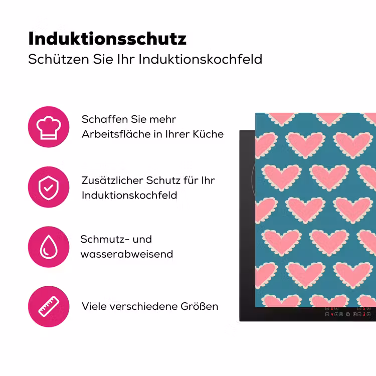 Retro - Hartjes - Patroon Inductie beschermer vinyl 3mm klein 276 -zzzzzzz-lf-ups