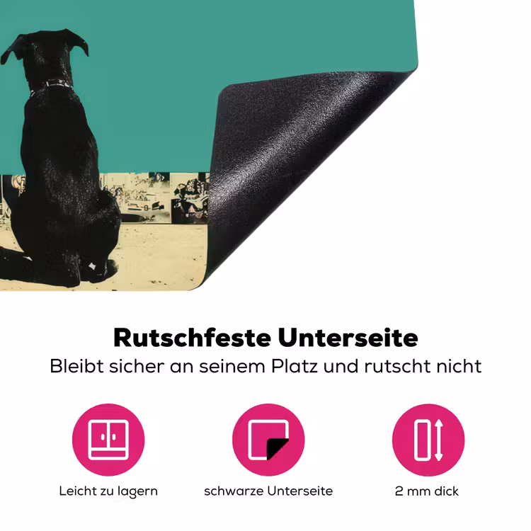 Retro - Jongen - Hond - Rood - Groen Inductie beschermer vinyl 3mm klein -zzzzzzz-lf-onderkant