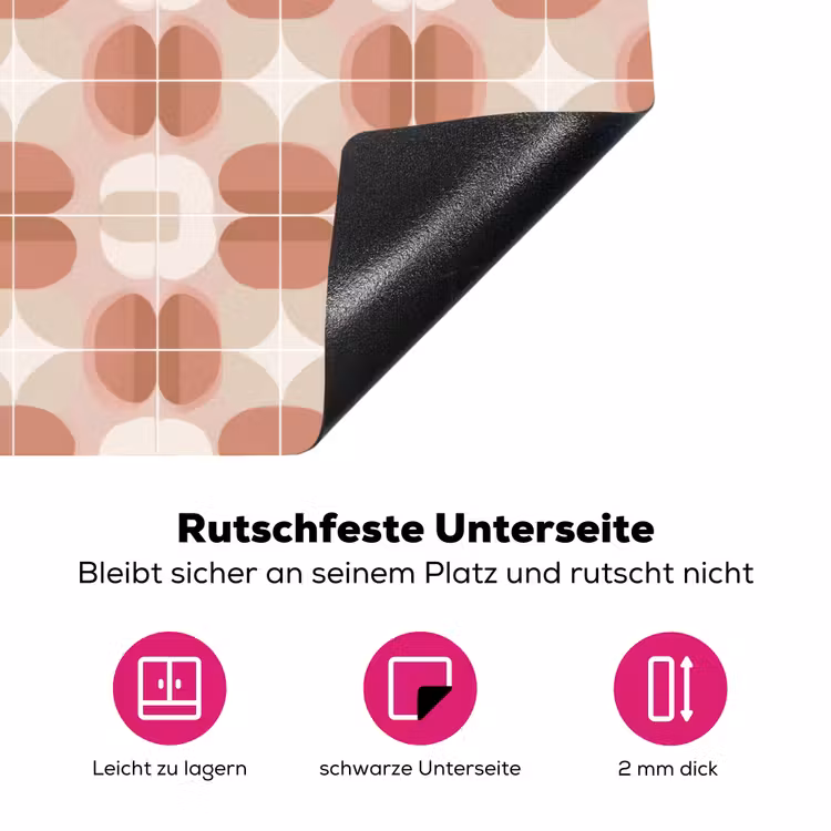 Retro - Klassiek - Roze Inductie beschermer vinyl 3mm klein 276 -zzzzzzz-lf-onderkant