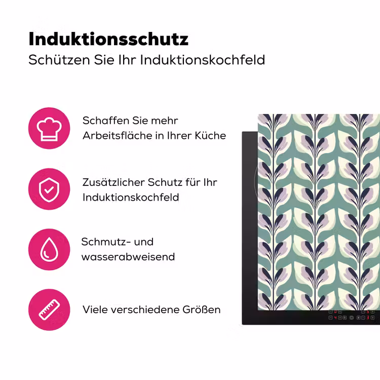 Retro - Modern - Groen Inductie beschermer vinyl 3mm klein 276 -zzzzzzz-lf-ups