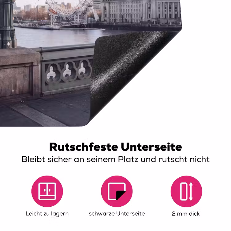 Reuzenrad - Londen - Stad - Architectuur - Brug Inductie beschermer vinyl 3mm middel -zzzzzzz-lf-onderkant