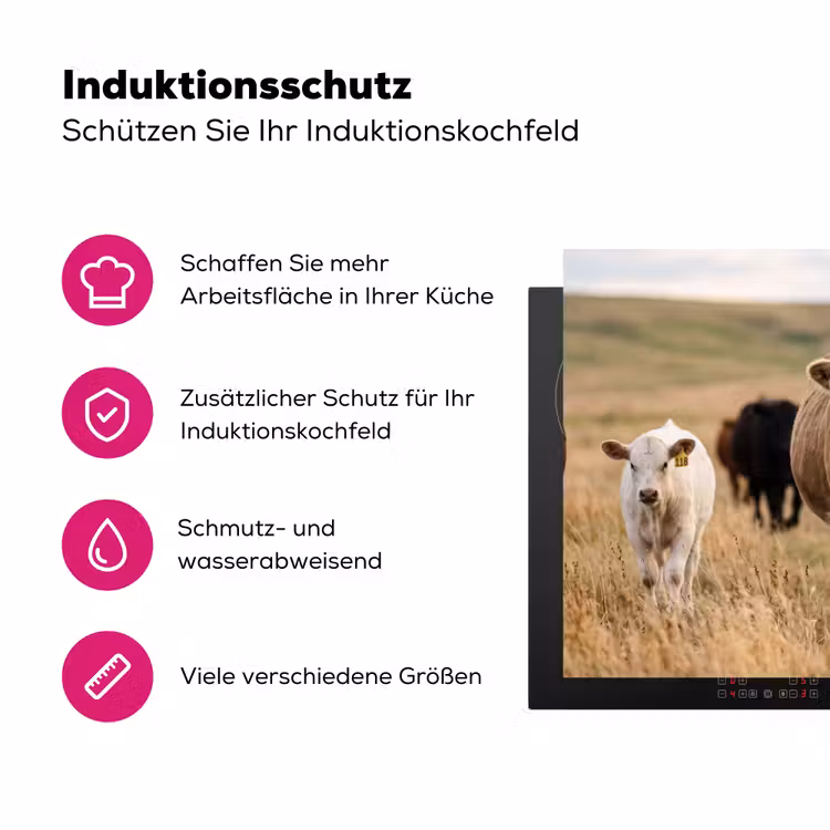 Runderen - Kudde - Landschap - Weide - Rustig Inductie beschermer vinyl 3mm klein -zzzzzzz-lf-ups