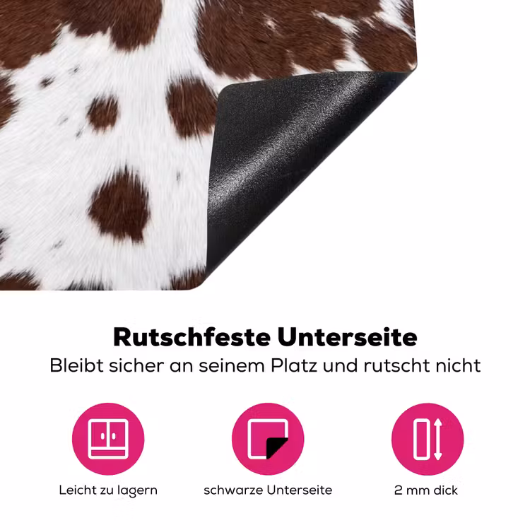 Koeienhuid - Klassiek - Bruin Inductie beschermer vinyl 3mm klein -zzzzzzz-lf-onderkant