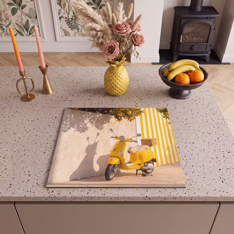 Scooter - Natuur - Zomer - Geel - Mediterraan Inductie beschermer vinyl 3mm middel -sfeer3