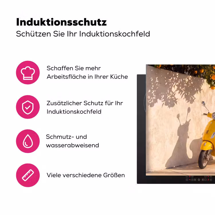 Scooter - Natuur - Zomer - Geel - Mediterraan Inductie beschermer vinyl 3mm middel -zzzzzzz-lf-ups