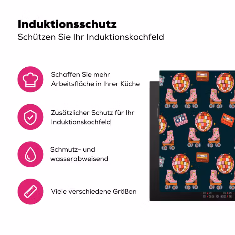 Retro - Disco - Rolschaatsen - Multi Inductie beschermer vinyl 3mm klein 276 -zzzzzzz-lf-ups