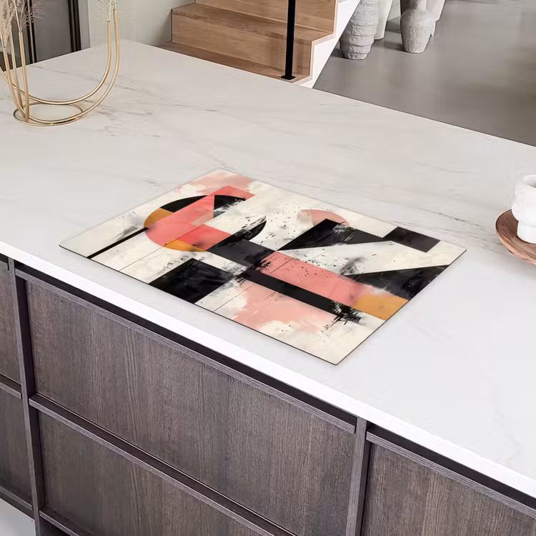 Roze - Abstract - Aesthetic - Modern - Vormen Inductie beschermer vinyl 3mm klein -sfeer8