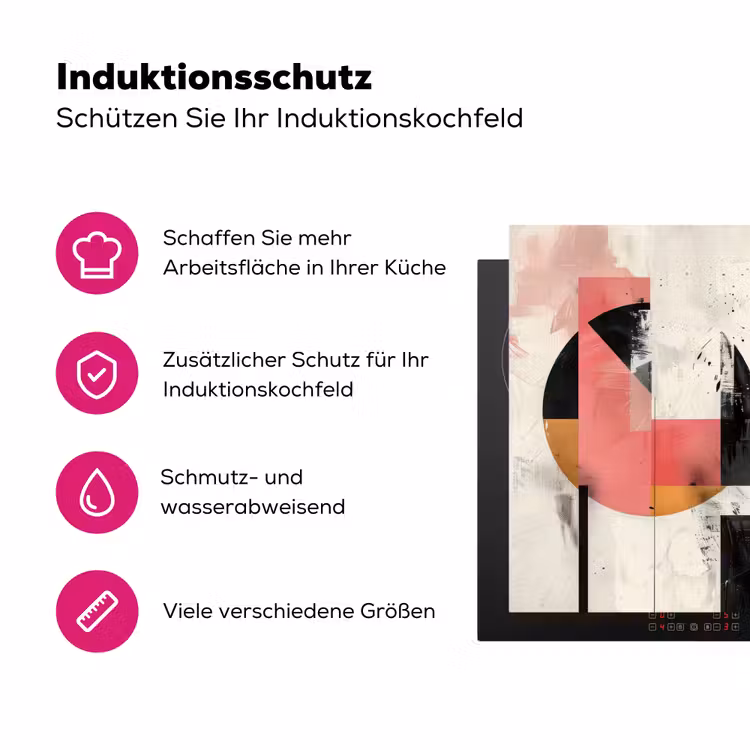 Roze - Abstract - Aesthetic - Modern - Vormen Inductie beschermer vinyl 3mm klein -zzzzzzz-lf-ups