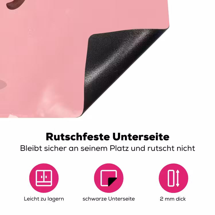 Roze - Mokkapot - Illustratie - Koffie Inductie beschermer vinyl 3mm klein -zzzzzzz-lf-onderkant