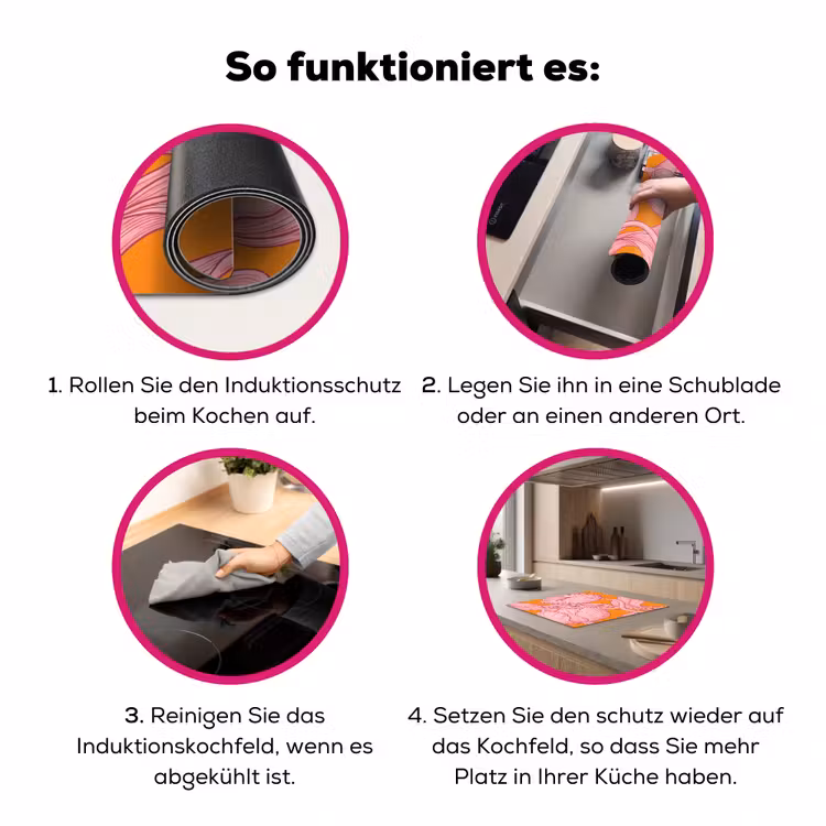 Herdabdeckplatte - Rosa Blumen – Modern - Roze bloemen - Modern Inductie beschermer vinyl 3mm middel