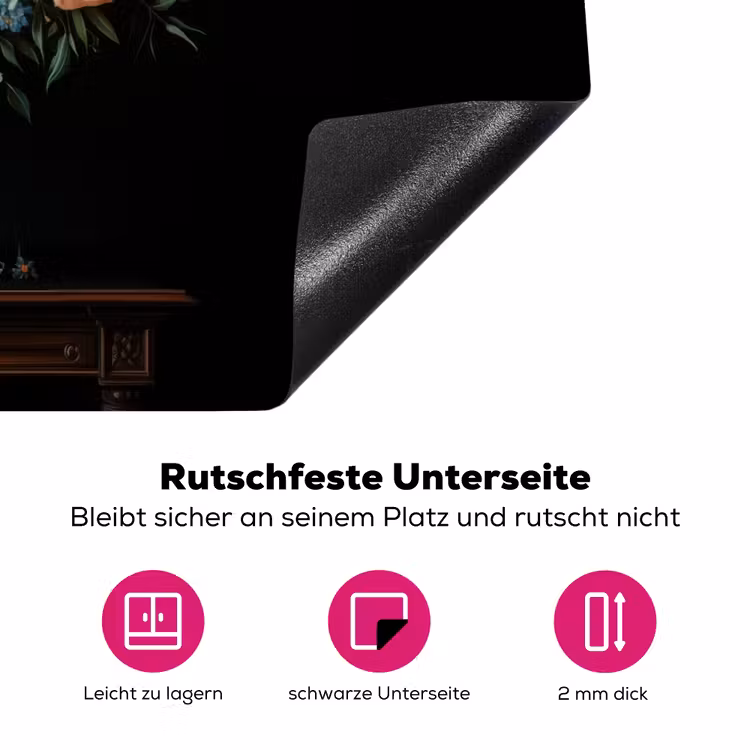 Roze - Bloemen - Vaas - Kleuren Inductie beschermer vinyl 3mm klein -zzzzzzz-lf-onderkant