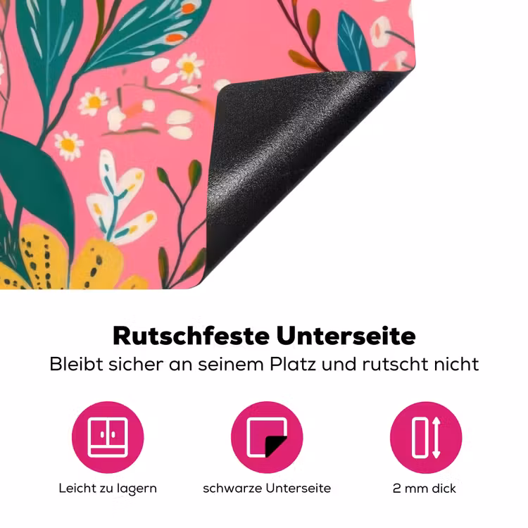 Roze - Bloemen - Wit - Oranje Inductie beschermer vinyl 3mm klein -zzzzzzz-lf-onderkant