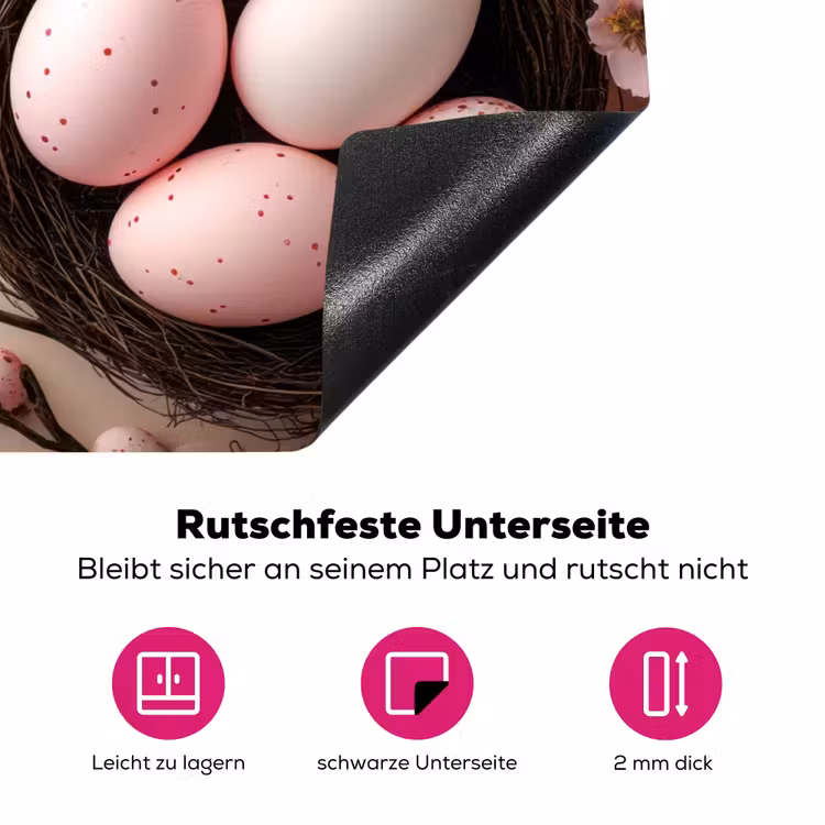 Roze - Bloesems - Eieren Inductie beschermer vinyl 3mm klein -zzzzzzz-lf-onderkant