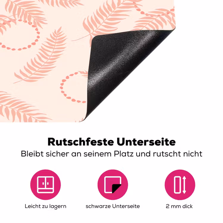 Roze - Veren - Patroon Inductie beschermer vinyl 3mm klein 276 -zzzzzzz-lf-onderkant