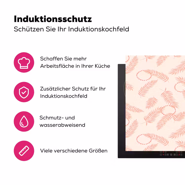 Roze - Veren - Patroon Inductie beschermer vinyl 3mm klein 276 -zzzzzzz-lf-ups