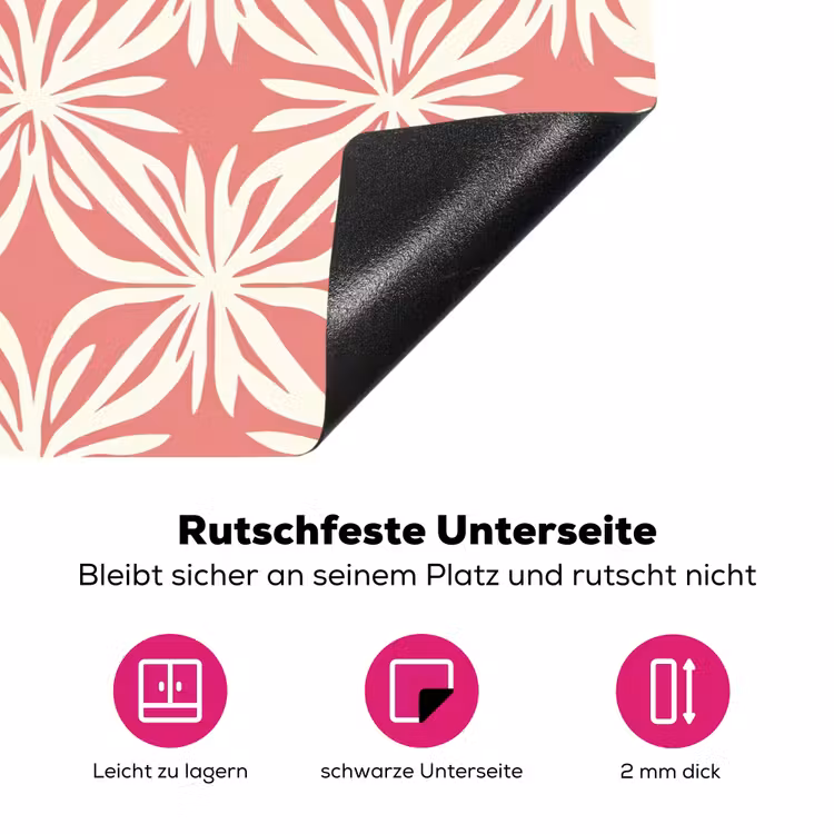 Roze - Bloemenmotief - Wit - Modern Inductie beschermer vinyl 3mm klein 276 -zzzzzzz-lf-onderkant