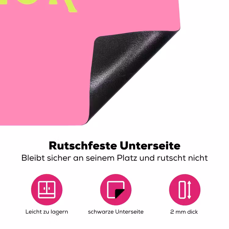 Roze - Groene Bonjour - art-deco Inductie beschermer vinyl 3mm klein -zzzzzzz-lf-onderkant