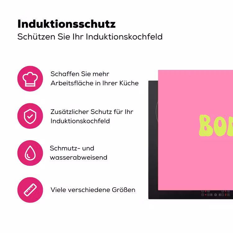 Roze - Groene bonjour - Organisch Inductie beschermer vinyl 3mm klein -zzzzzzz-lf-ups