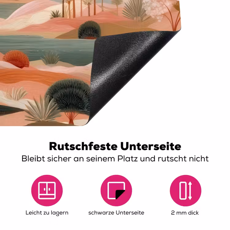 Roze landschap - Palmen - Water Inductie beschermer vinyl 3mm klein -zzzzzzz-lf-onderkant
