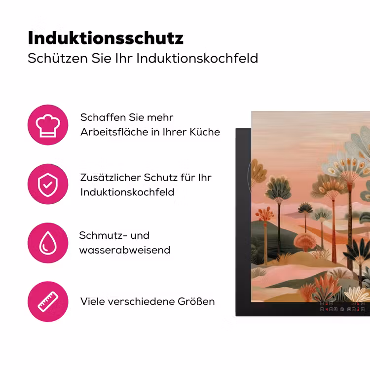 Roze landschap - Palmen - Water Inductie beschermer vinyl 3mm klein -zzzzzzz-lf-ups