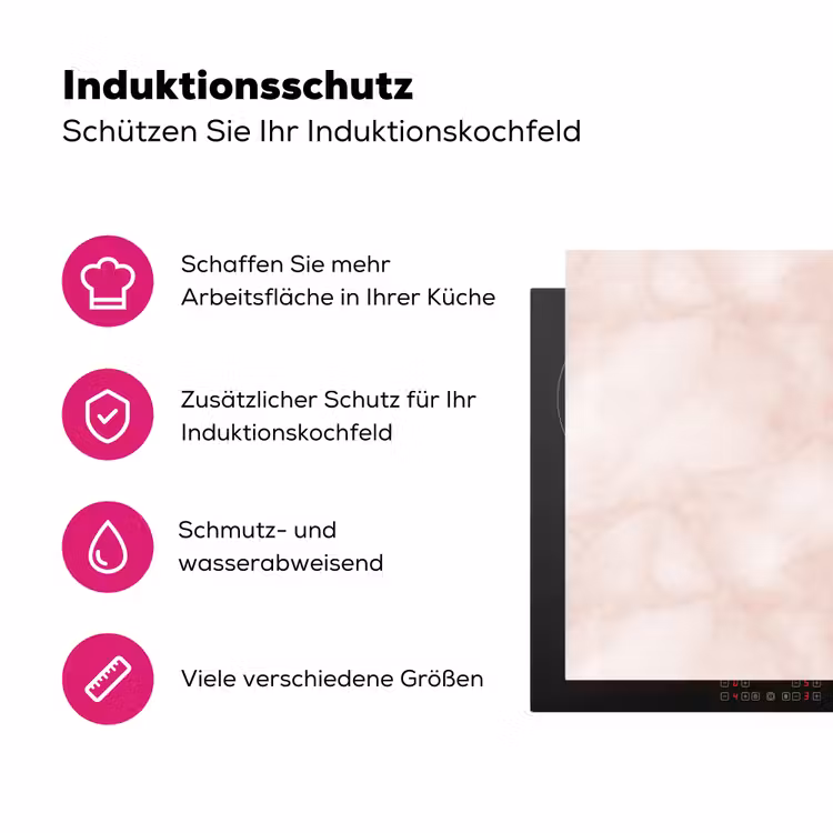 Roze - Marmer - Crème Inductie beschermer vinyl 3mm klein 276 -zzzzzzz-lf-ups