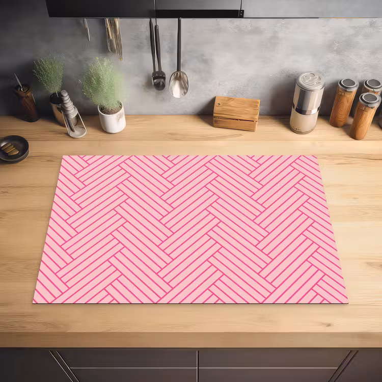 Roze - Patroon - Lijnen Inductie beschermer vinyl 3mm klein 276 -sfeer5