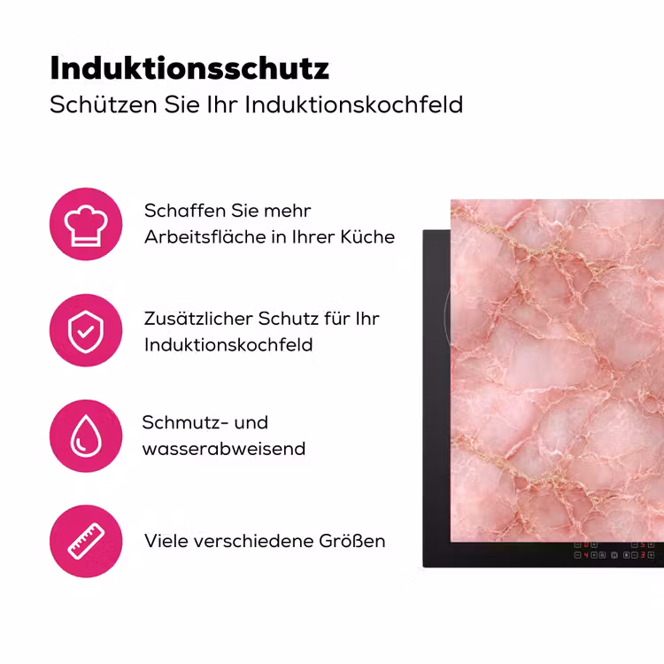 Roze - Kwarts - Goud - Marmer Inductie beschermer vinyl 3mm klein 276 -zzzzzzz-lf-ups