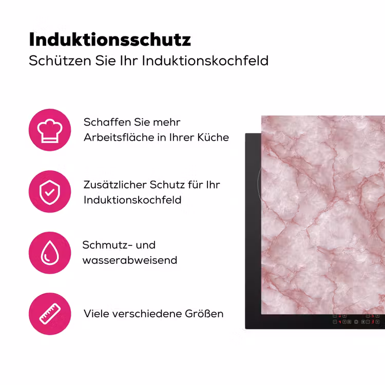 Roze - Kwartsmarmer - Aders Inductie beschermer vinyl 3mm klein 276 -zzzzzzz-lf-ups