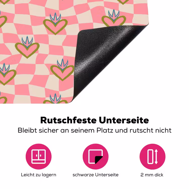 Roze - Retro - Patroon - Geblokt Inductie beschermer vinyl 3mm klein 276 -zzzzzzz-lf-onderkant