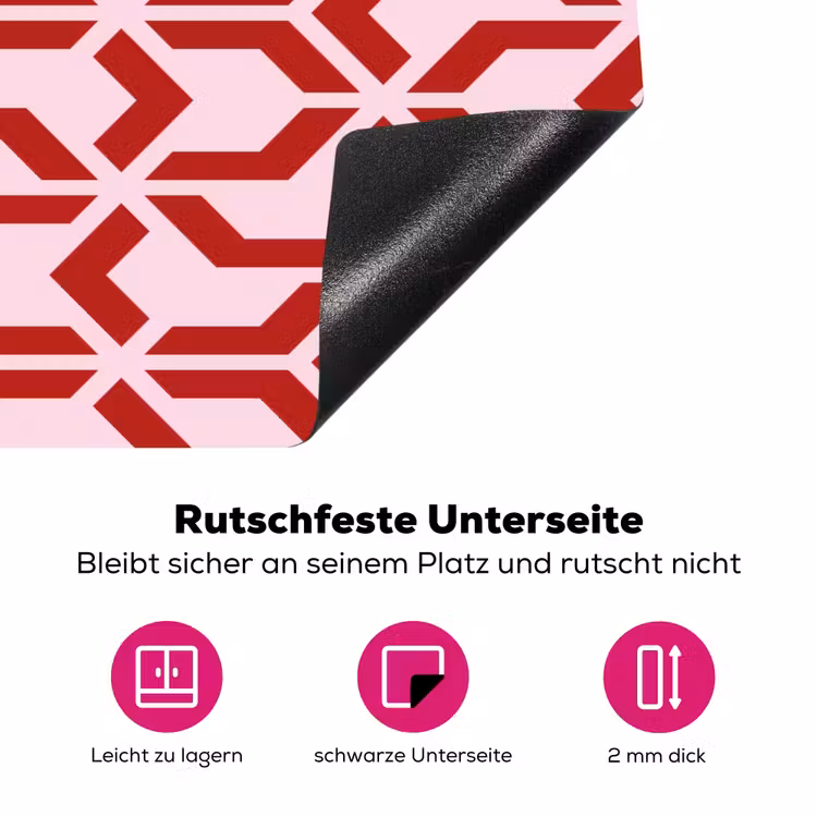 Roze - Rood - Geometrisch - Patroon Inductie beschermer vinyl 3mm klein 276 -zzzzzzz-lf-onderkant
