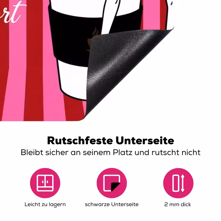 Roze - Strepen - Koffie - Maandag Inductie beschermer vinyl 3mm klein -zzzzzzz-lf-onderkant