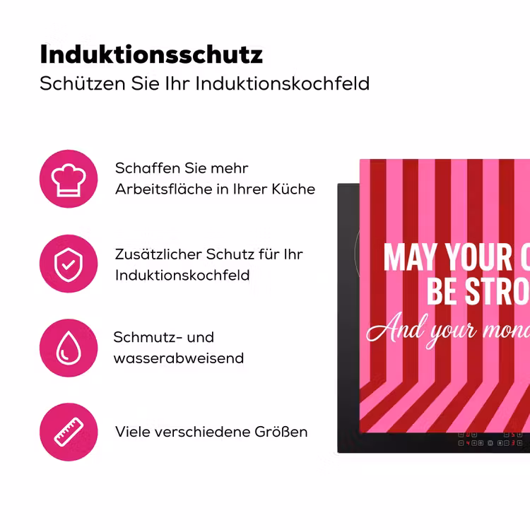 Roze - Strepen - Koffie - Maandag Inductie beschermer vinyl 3mm klein -zzzzzzz-lf-ups