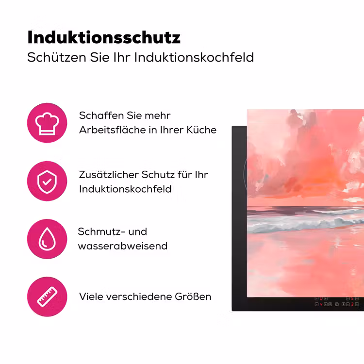 Roze - Surfen - Zee Inductie beschermer vinyl 3mm klein -zzzzzzz-lf-ups