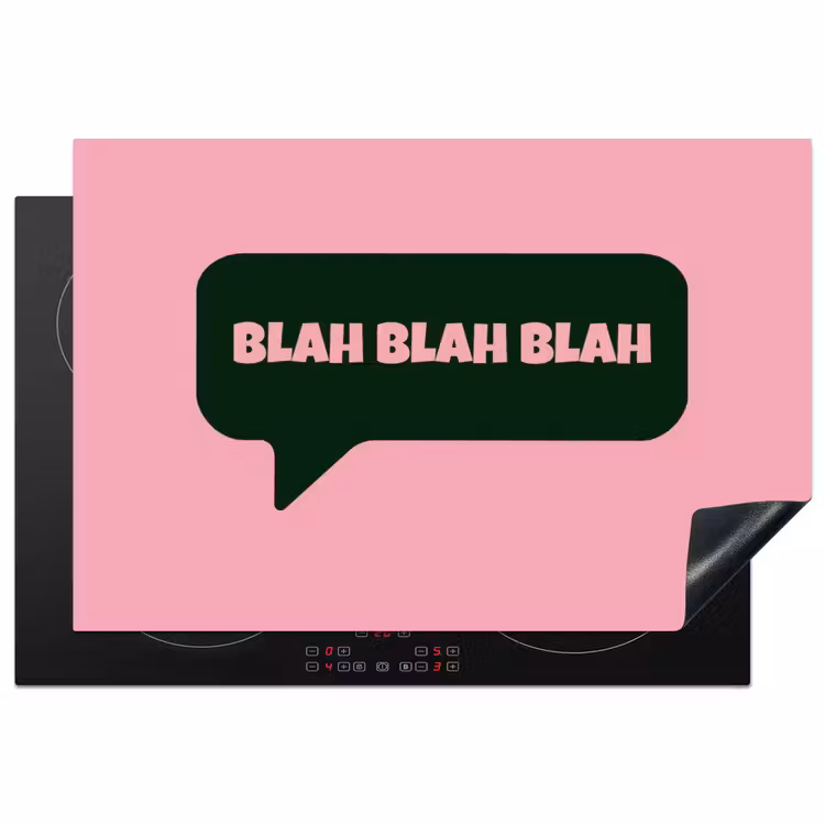Roze - Tekstwolk - Groen - BLAH BLAH BLAH Inductie beschermer vinyl 3mm klein -3d