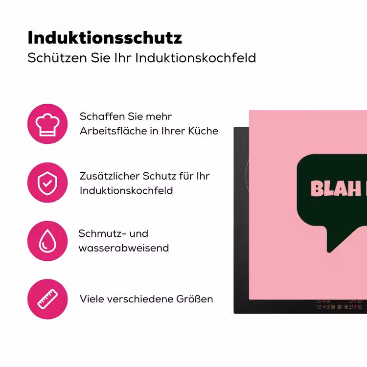 Roze - Tekstwolk - Groen - BLAH BLAH BLAH Inductie beschermer vinyl 3mm klein -zzzzzzz-lf-ups