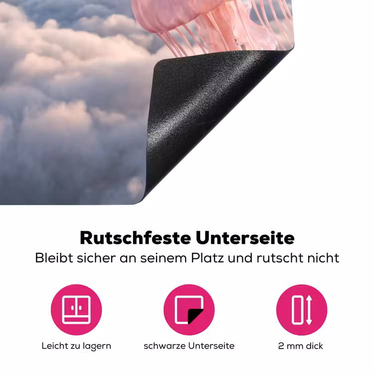 Herdabdeckplatte - Rosa Tier – Wolken - Roze dier - Wolken Inductie beschermer vinyl 3mm middel