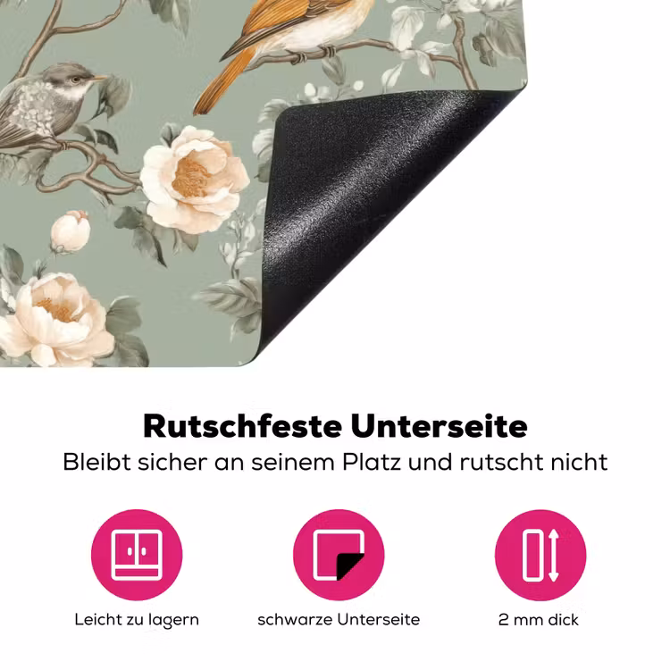 Roze - Vogels - Kleurrijk Inductie beschermer vinyl 3mm klein 276 -zzzzzzz-lf-onderkant