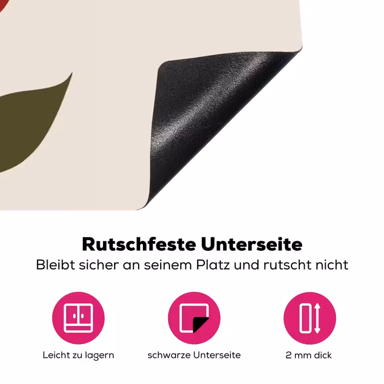 Roos - Rood - Bloem - Valentijn Inductie beschermer vinyl 3mm klein -zzzzzzz-lf-onderkant