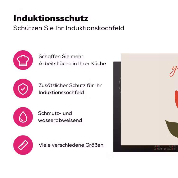 Roos - Rood - Bloem - Valentijn Inductie beschermer vinyl 3mm klein -zzzzzzz-lf-ups