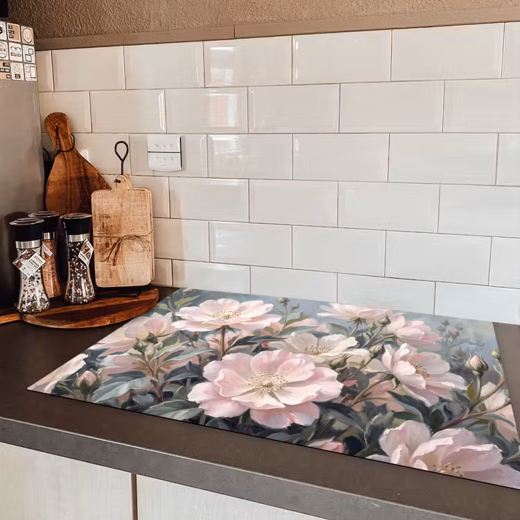 Rozen - Illustratie - Roze Inductie beschermer vinyl 3mm klein -sfeer3