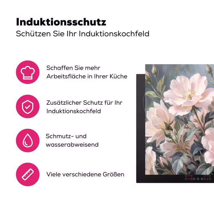 Rozen - Illustratie - Roze Inductie beschermer vinyl 3mm klein -zzzzzzz-lf-ups