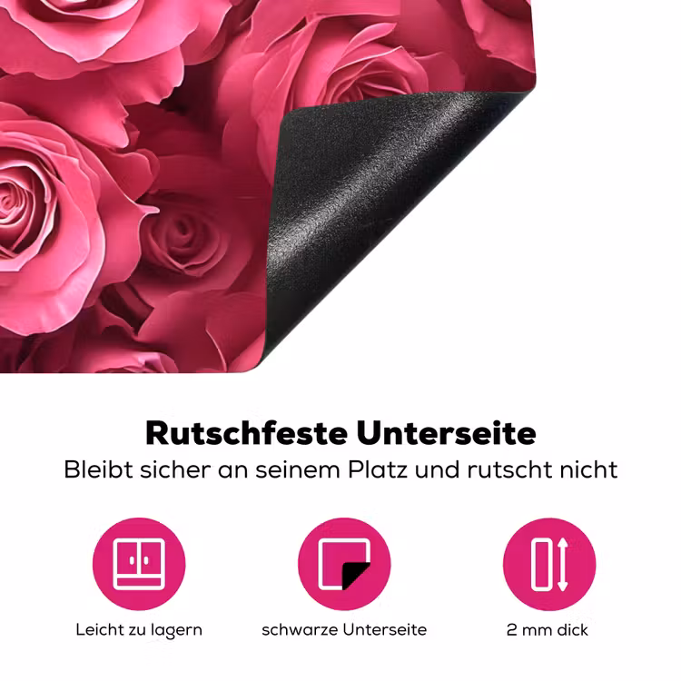 Rozen - Pink - Bloem Inductie beschermer vinyl 3mm klein -zzzzzzz-lf-onderkant