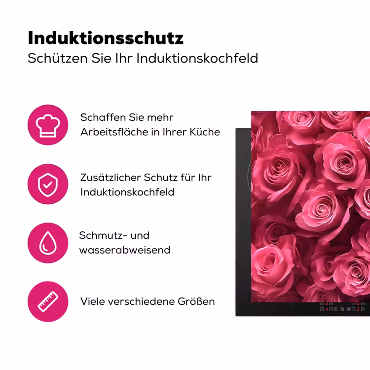 Rozen - Pink - Bloem Inductie beschermer vinyl 3mm klein -zzzzzzz-lf-ups