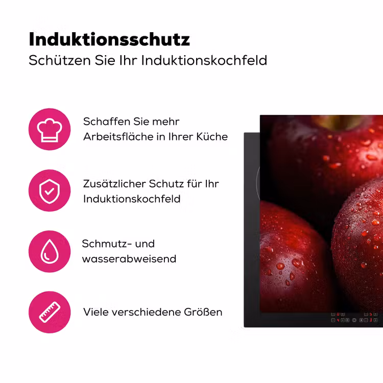 Rood - Appels - Fruit Inductie beschermer vinyl 3mm klein -zzzzzzz-lf-ups