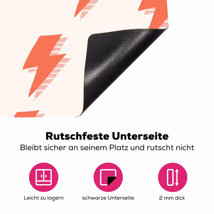 Rood - Bliksem - Roze Inductie beschermer vinyl 3mm klein 276 -zzzzzzz-lf-onderkant