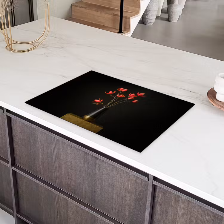 Rode - Bloemen - Vaas Inductie beschermer vinyl 3mm klein -sfeer8