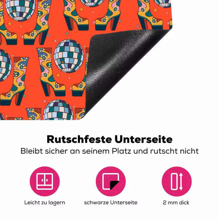 Retro - Disco - Laarzen - Rood - Multi Inductie beschermer vinyl 3mm klein 276 -zzzzzzz-lf-onderkant
