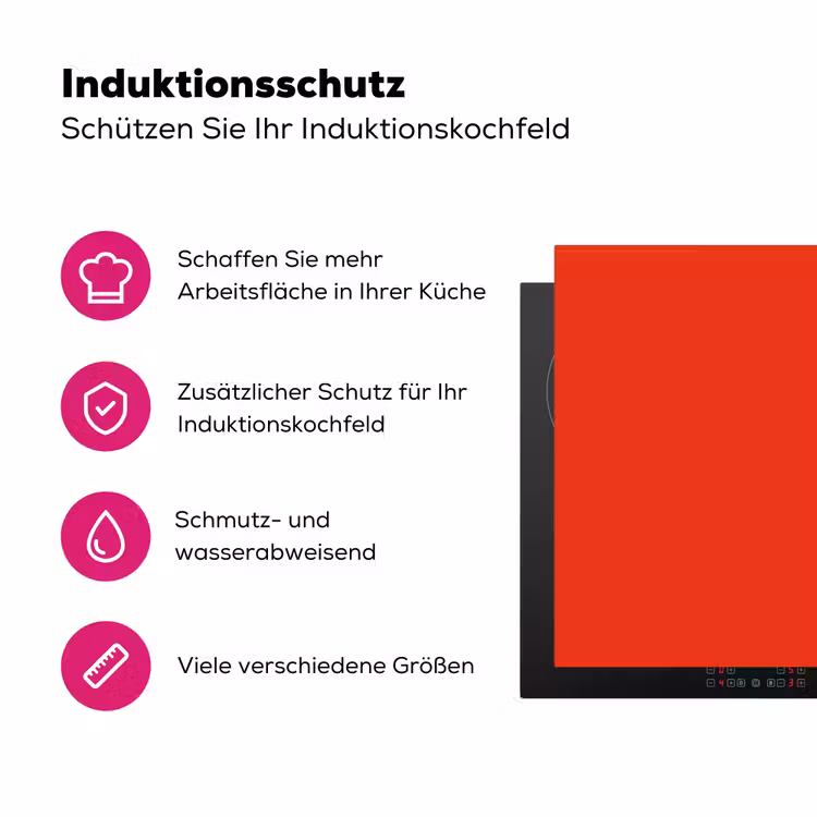 Rood - Kleur - Effen Inductie beschermer vinyl 3mm klein 276 -zzzzzzz-lf-ups